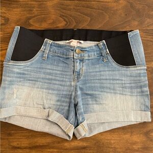 Isabel maternity side panel light wash midi short size 6